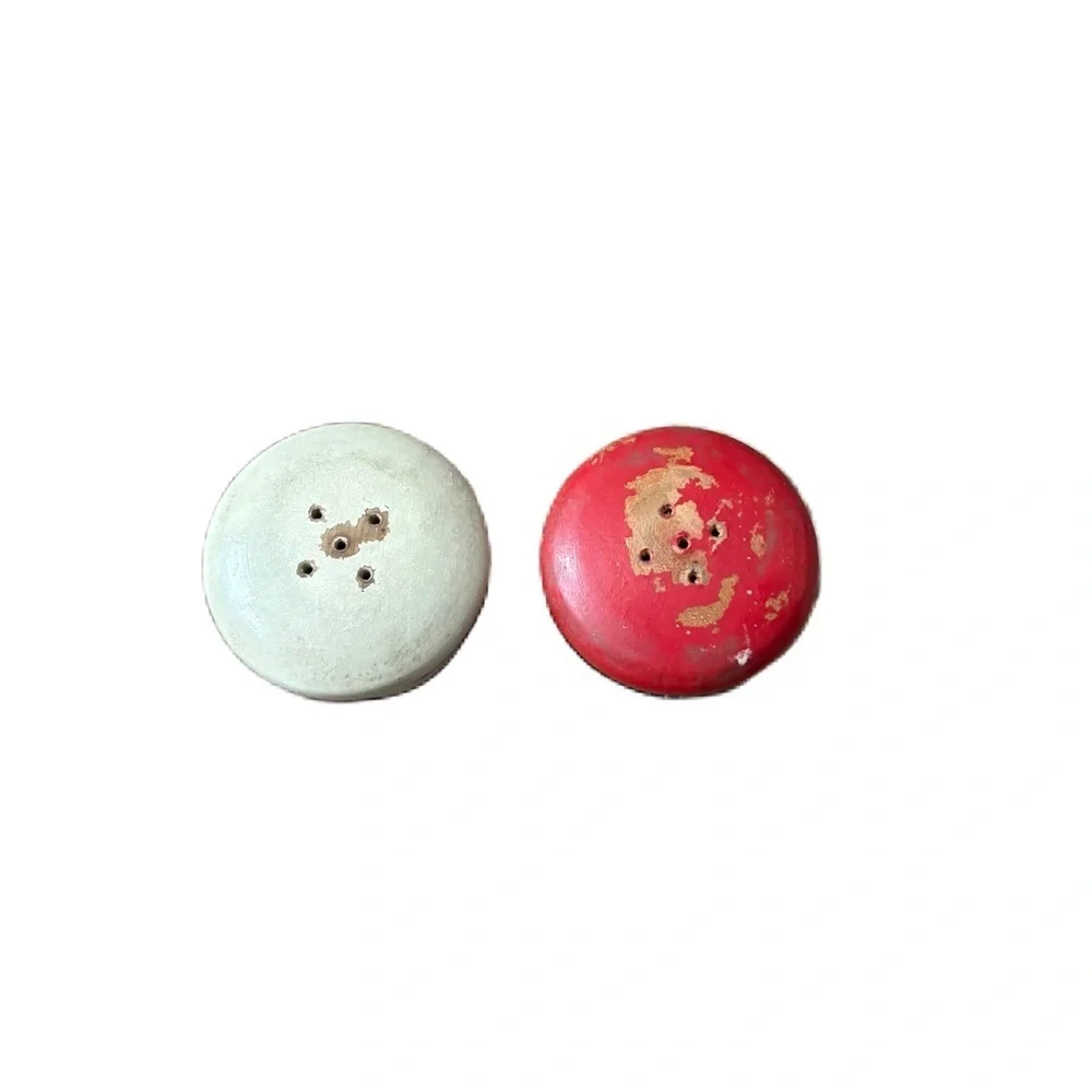 Vintage Salt and Pepper Shakers Set Wooden Japan Salty Peppy Farmhouse Americana